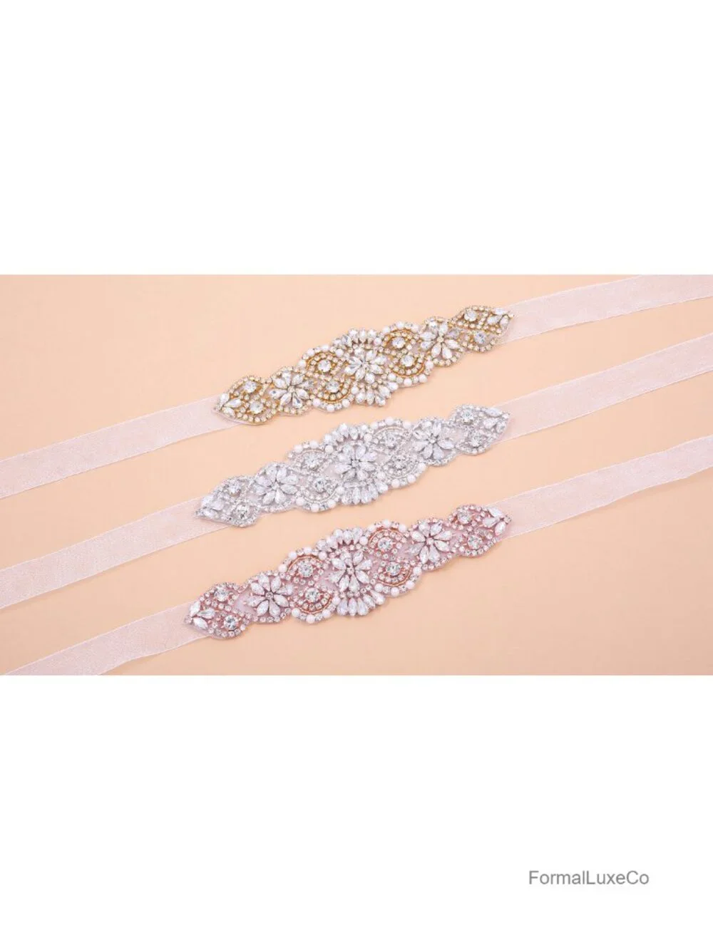 Handmade Crystal Rhinestone Wedding Sash Belt for Evening Dress